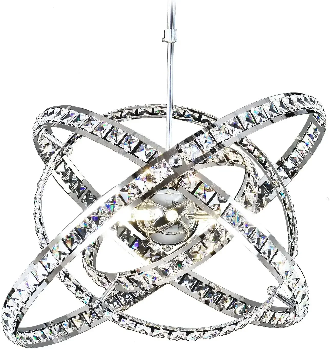 Modern Crystal Chandeliers Contemporary LED Pendant Light Adjustable Shape inches for Living Room Foyer