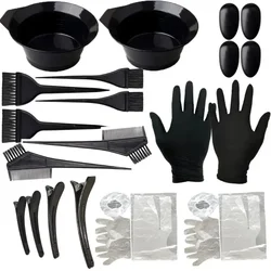5/22Pcs Set Home Salon Hair Dyeing Brush Hair Dyeing Cream Bowl Coloring Brush Comb Earcap Clips Dyeing Cape Kits Hair Tint Tool