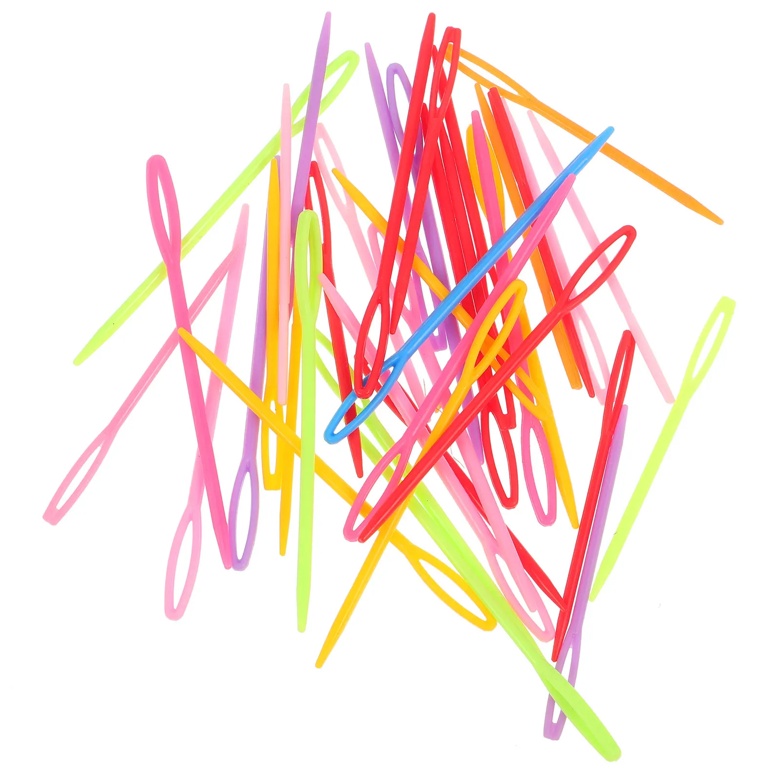 

40Pcs Plastic Sewing Needles Large Eye Design for Kids Crafts Needlework Projects 7Cm 9Cm Colors Plastic Needles