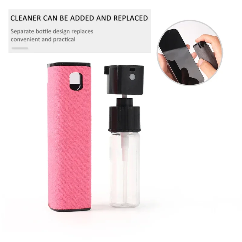 2 In 1 Phone Screen Cleaner Spray Computer Mobile Phone Screen Dust Remover Tool Microfiber Cloth For iPhone iPad Apple Polish