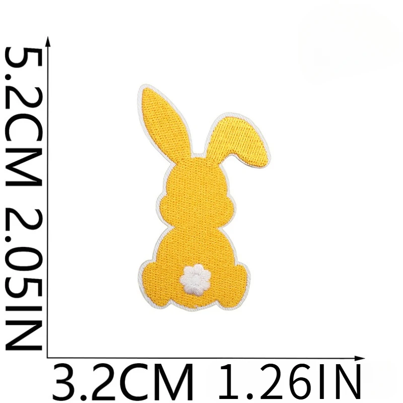 Easter Colorful Rabbit Bunny Iron-on Embroidered Badge Patch for DIY T-shirt Backpack Clothing Appliques Sticker Mini Size