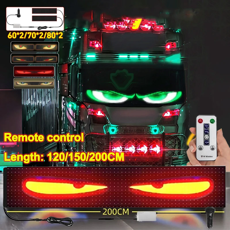 Devil's Eye LED Truck Sign Scrolling Animation LED Matrix Pixel Panel LED Display Light Remote Control for Car Truck windshield