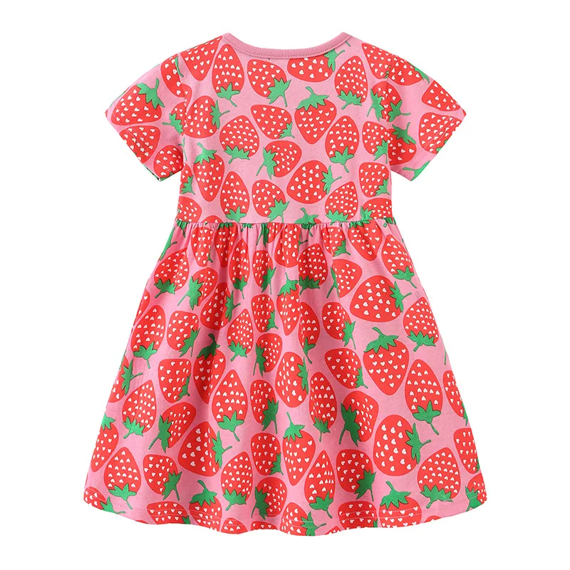 23 Summer New Dresses European and American Style Knitted Cotton Cute Printed Spliced Princess Dress