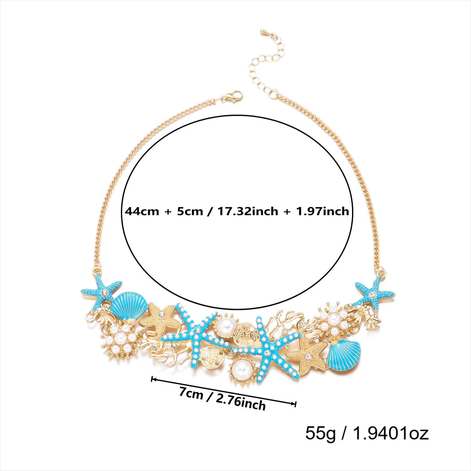 Einzigartiges Design Sternmuschel-Korallen-Kettenhalskette für Frauen Luxuriöse Imitationsperlen-Seestern-Halsketten Ästhetischer Partyschmuck – Detail 9