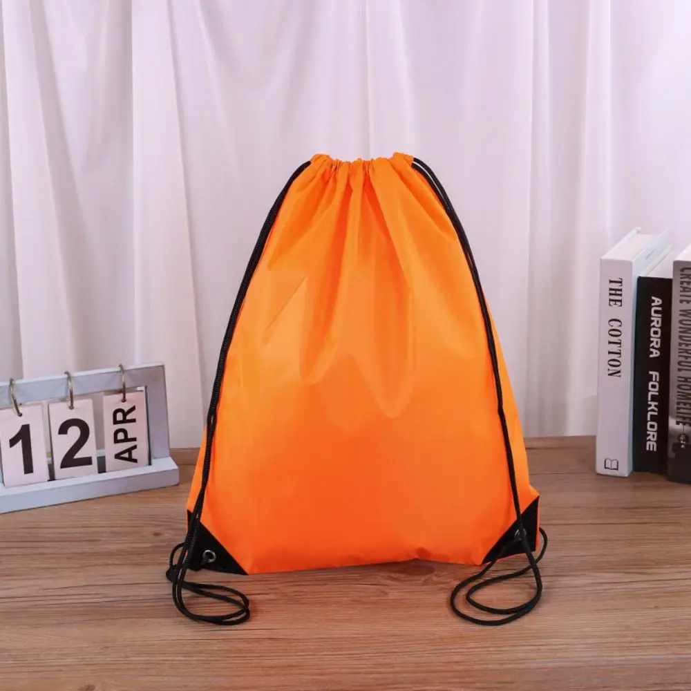 Mochila de nylon com cordão, bolsa de ombro dobrável, bolsa de compras, cor sólida, bolsa de armazenamento de basquete, academia, esportes