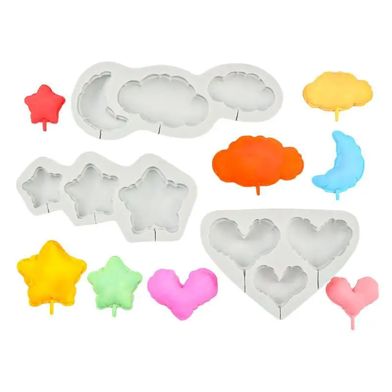 Food Safe Silicone Baking Mould Cloud Heart Star Number Pattern Reusable DIY Sugarcraft Mold for Home Baking Cupcake Decor