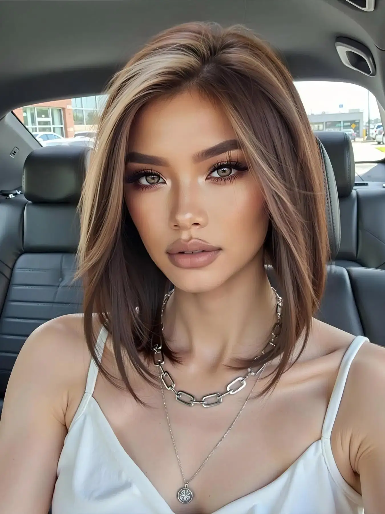 13x6 Lace Frontal Synthetic Wig 12 Inch Short Straight Bob Ombre Blonde Highlight Glueless Heat Resistant Fiber Wigs for Women