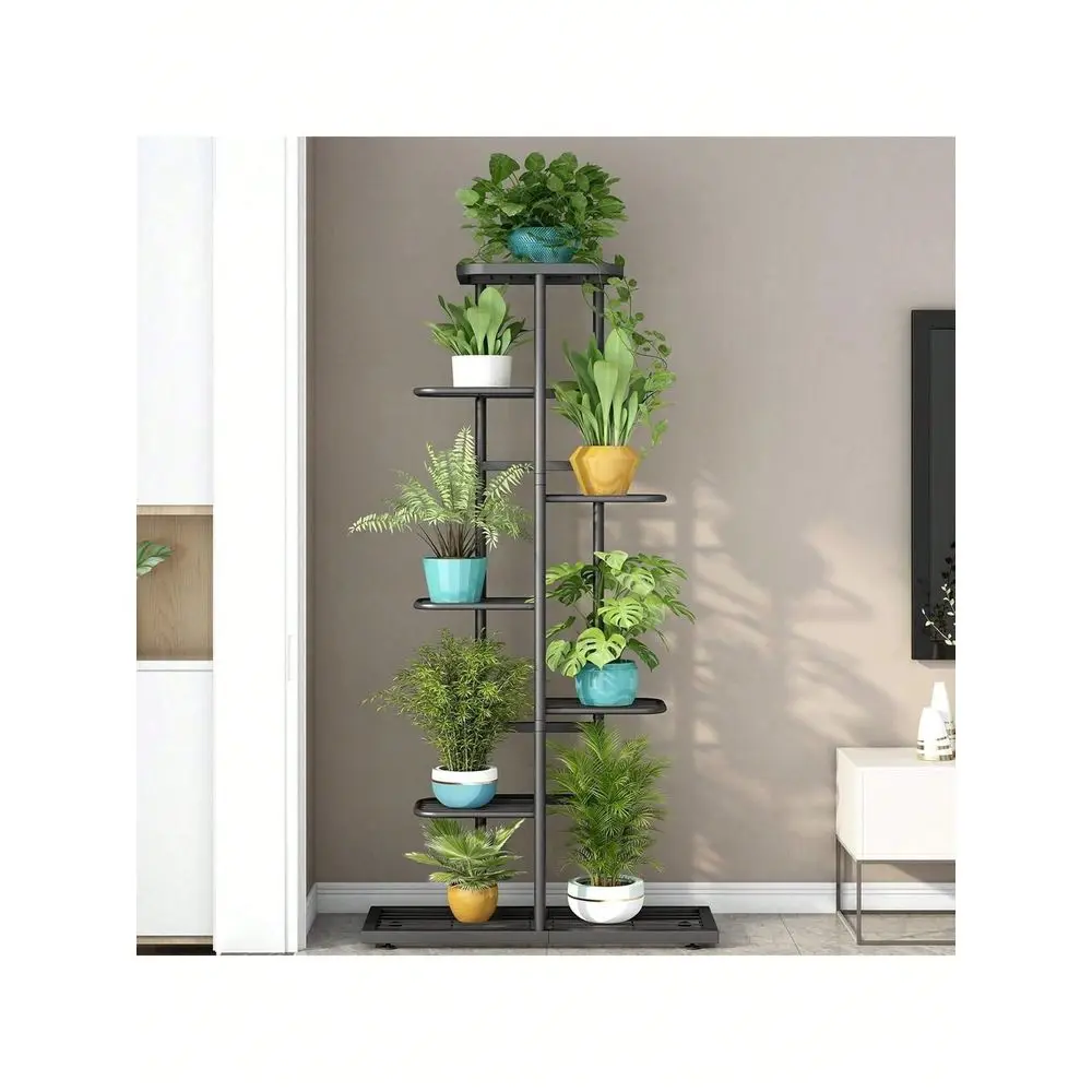 

Plant Stand 7Tier 8Pot MultiTier Planter Rack Indoor Outdoor Flower Pot Display Unit, 100 Wrought Iron Construction, Combining