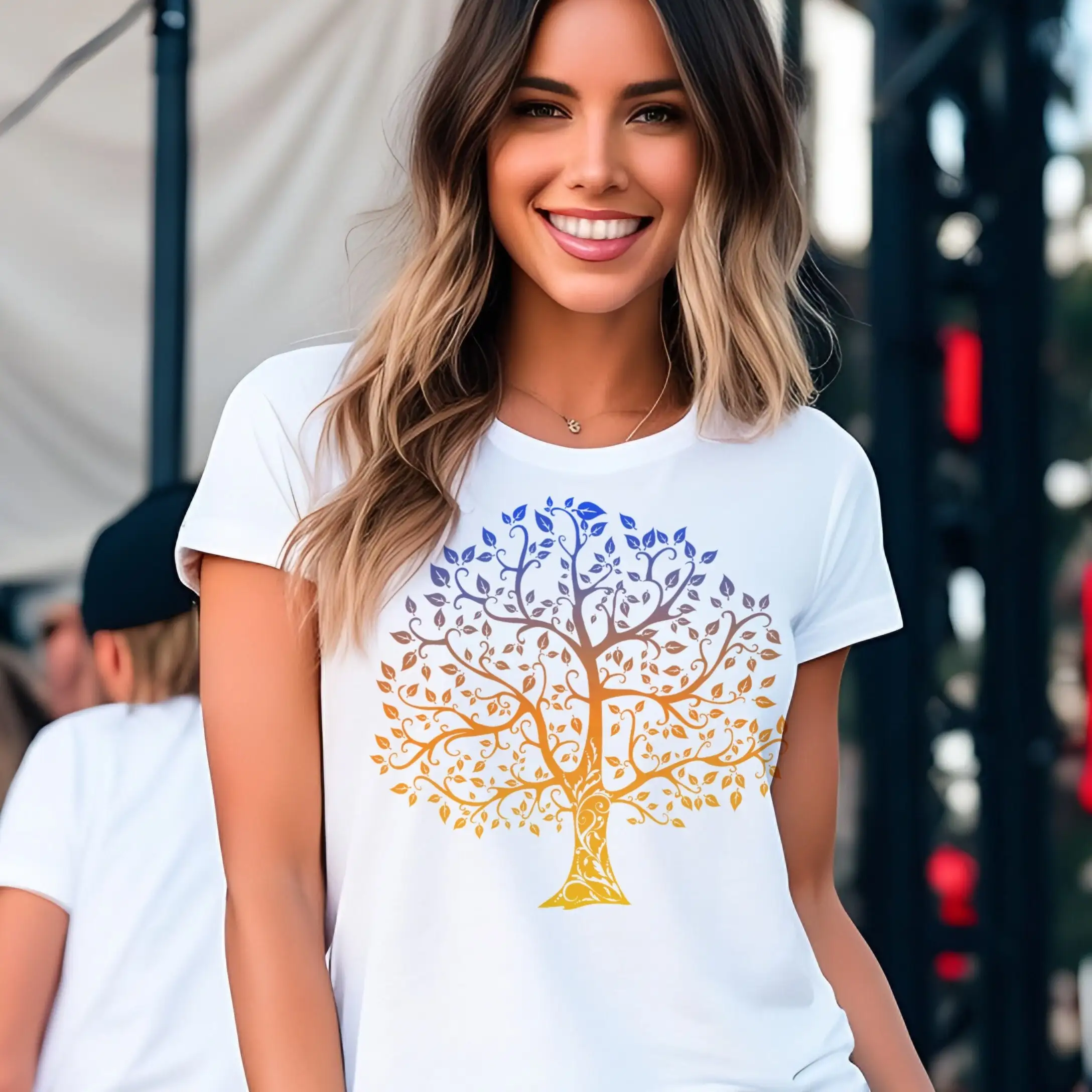 T Shirt Baum Des Lebens Meditation Entspannung Yoga Natur Wald Leben Farbverlauf Bäume Geschenk 233Cpt2