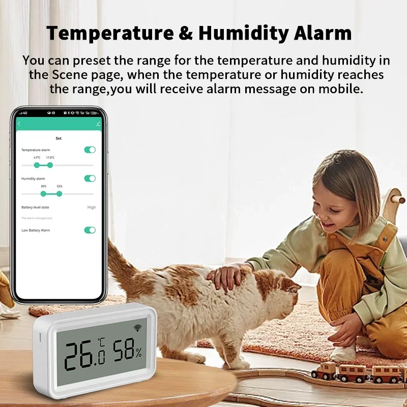 Tuya WiFi Sensor ไร้สายอุณหภูมิความชื้น Smart Home ใช้งานร่วมกับ Google Assistant Smart Life A