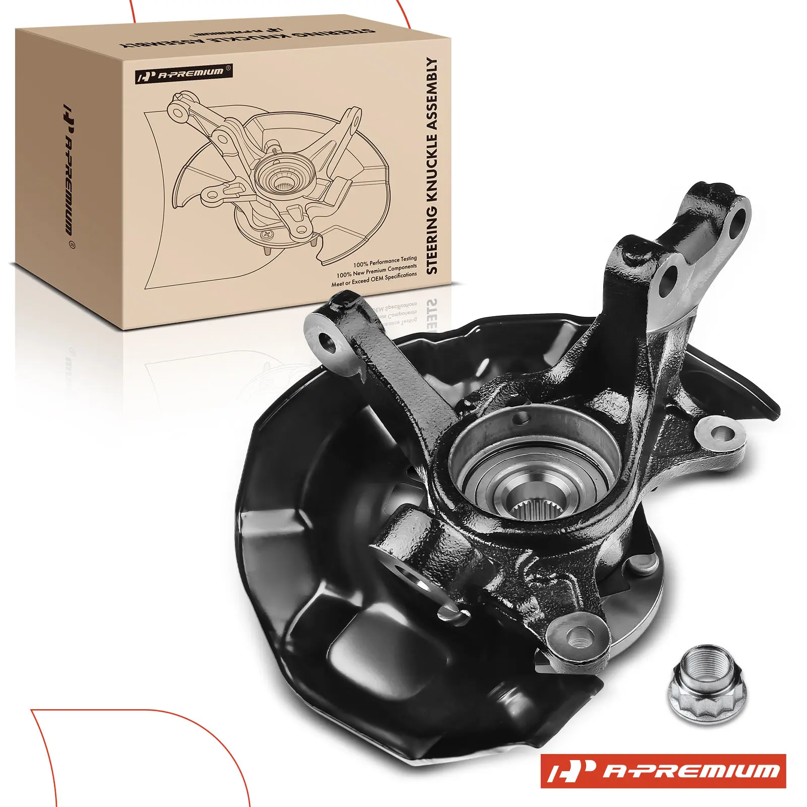 A-Premium Front Driver Side Steering Knuckle & Wheel Hub Bearing Assembly for Toyota Highlander 2004-2007