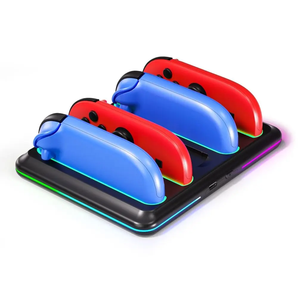 Зарядная станция Joy-Con 4-в-1, слоты для карт со светодиодными индикаторами, зарядное устройство для игровой консоли, быстрая зарядка для Nintendo Switch 2