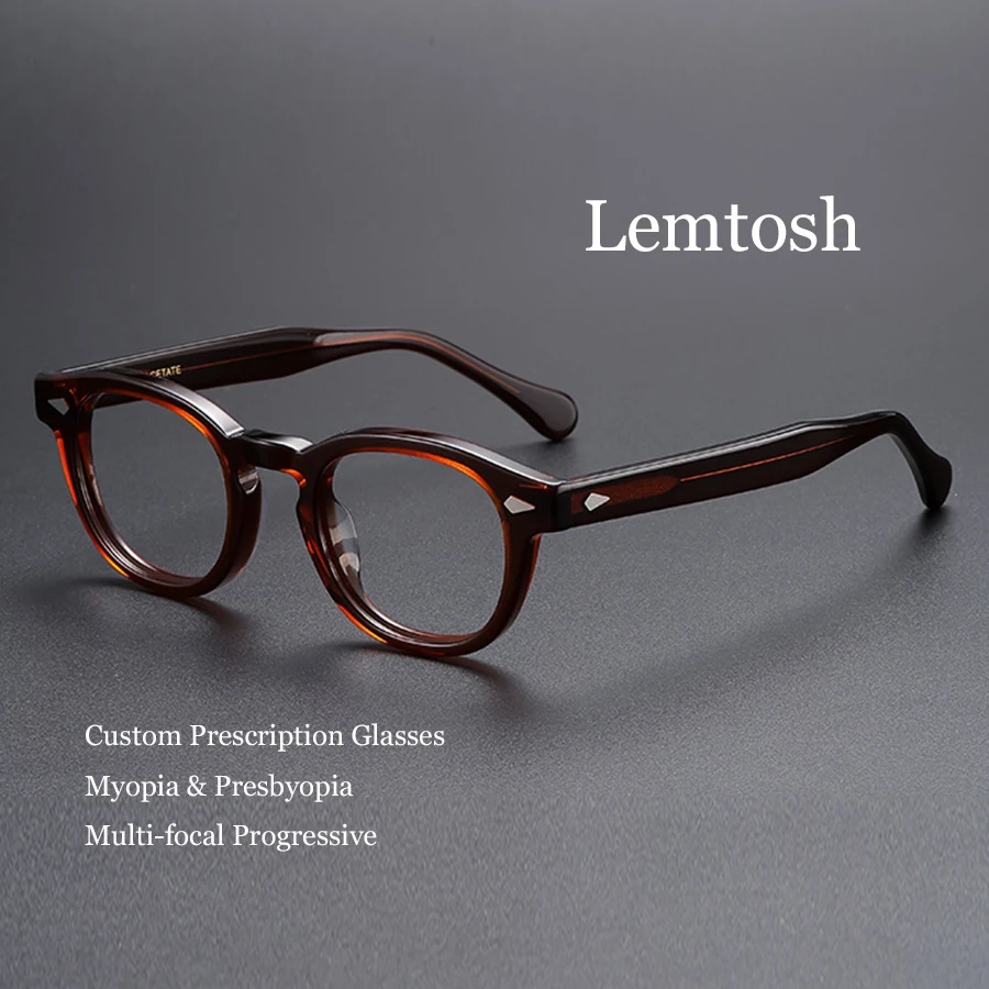 

Custom Prescription Glasses Men Women Unisex Johnny Depp Lemtosh Photochromic Myopia Hyperopia Round Acetate Frame Eyeglasses