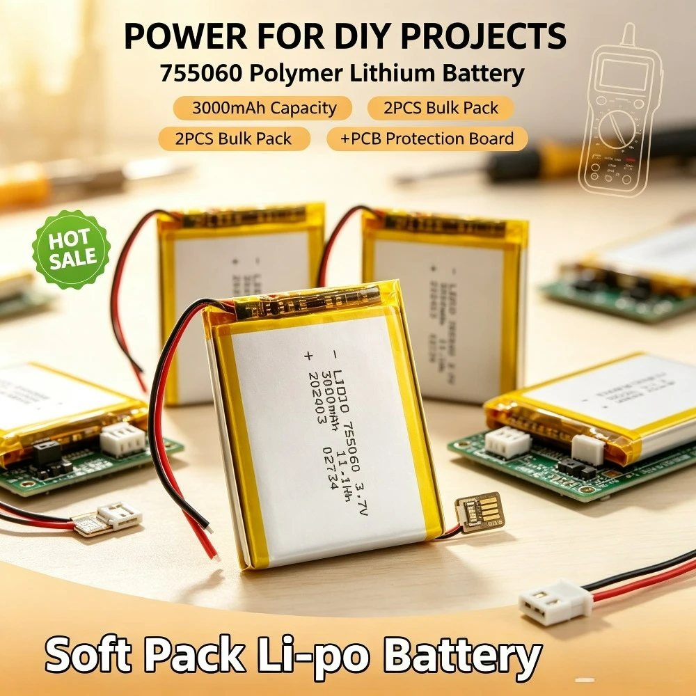 Batterie Lipo 3.7V 755060, 3000mAh, rechargeable, Li-polymère, pour jouets électriques portables, tablettes, ordinateurs portables, instruments de beauté