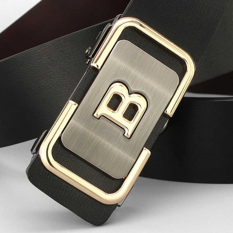 Letter B Automatic Buckle designer belts men no teeth or holes luxury famous brand high quality younth cintos masculinos Z256