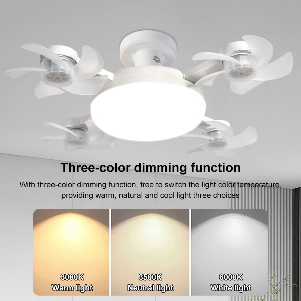 Ventilatore a LED con lampada da soffitto dimmerabile a 3 colori e telecomando dal design moderno adatto per il soggiorno