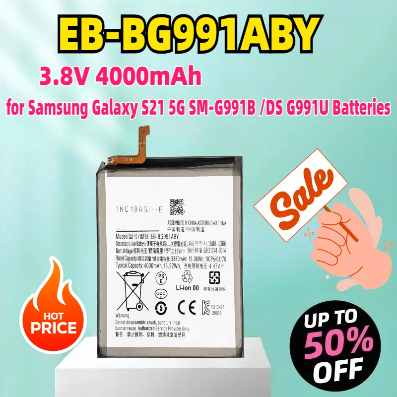 

Сменный аккумулятор 3,8 В EB-BG991ABY 4000 мАч для Samsung Galaxy S21 5G SM-G991B/DS G991U