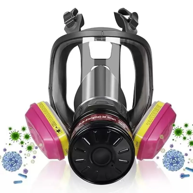 Gas Mask for Spray Painting, Chemicals, Pesticides, and Dust Protection Compatible with Filter Cartridges Full-Face Gas Mask