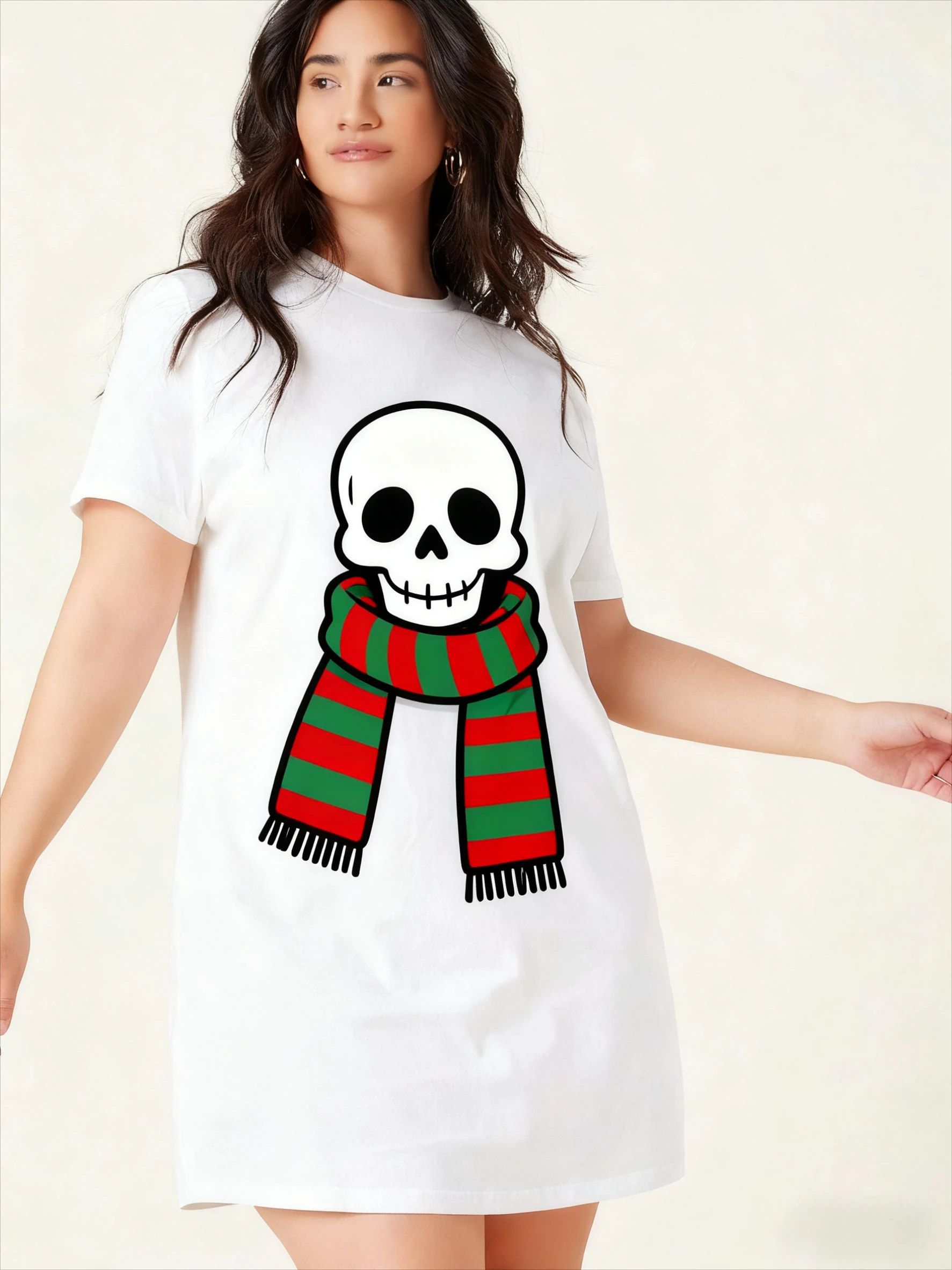 

Ladies' Knee Length Skirt, Fashionable Christmas Design, Printed Slim Fit Dress, Casual Round Neck Dress, Spring and Summer