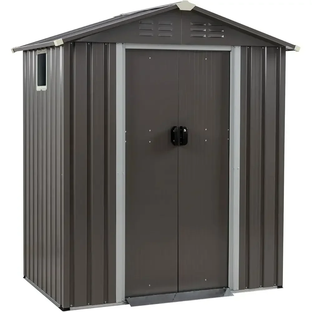 5x3 Outdoor Metal Storage Shed with Window, Lockable Doors, Weather-Resistant for Garden, Patio, Lawn