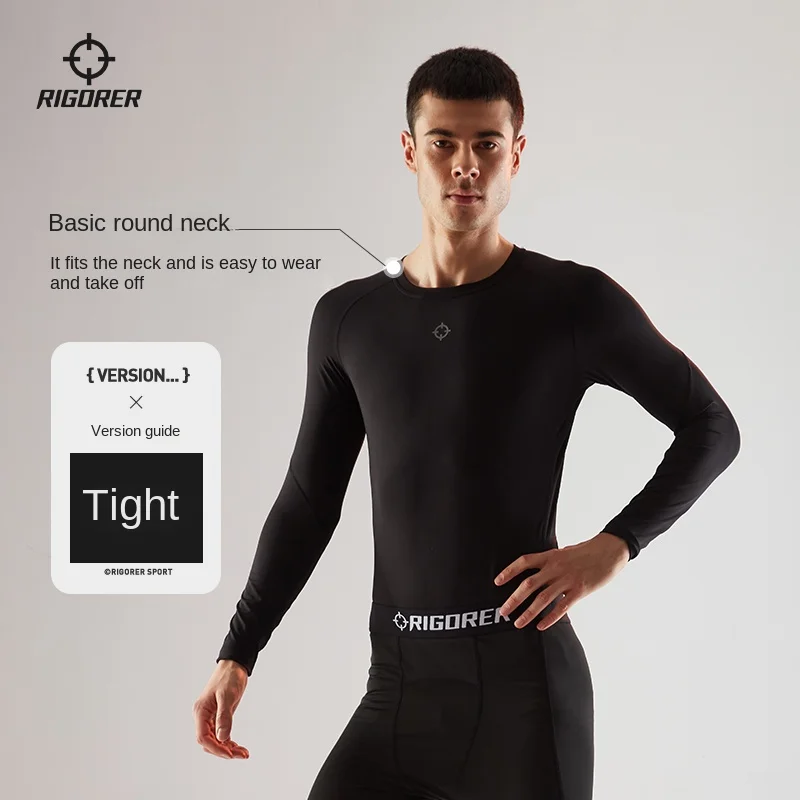 RIGORER Tight Long Sleeve Compression Clothes Men\'s 2024 New Training Basketball Running Muscle Sports Clothes Yoga Fitness