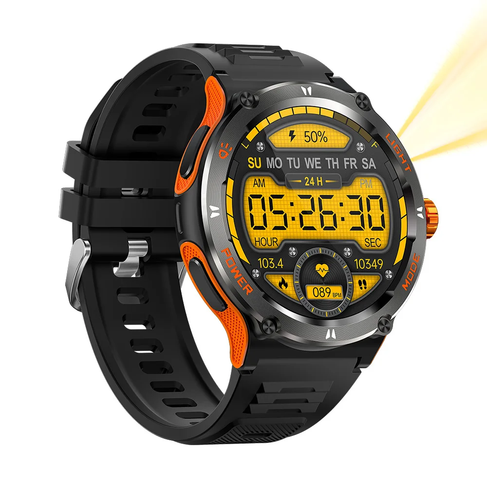 TJXL-TKYUAN 2025 شاشة تعمل باللمس الرياضة ساعة ذكية Relogio Reloj Inteligente Hombre Montre Connectee مصباح يدوي خارجي Smartwatch