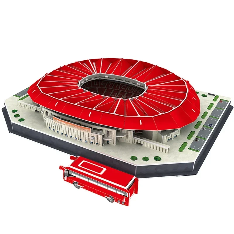 [New] 116pcs/set Spain Madrid Athletics Wanda-Metropolitano RU Football Game Stadiums building model toy kids gift original box