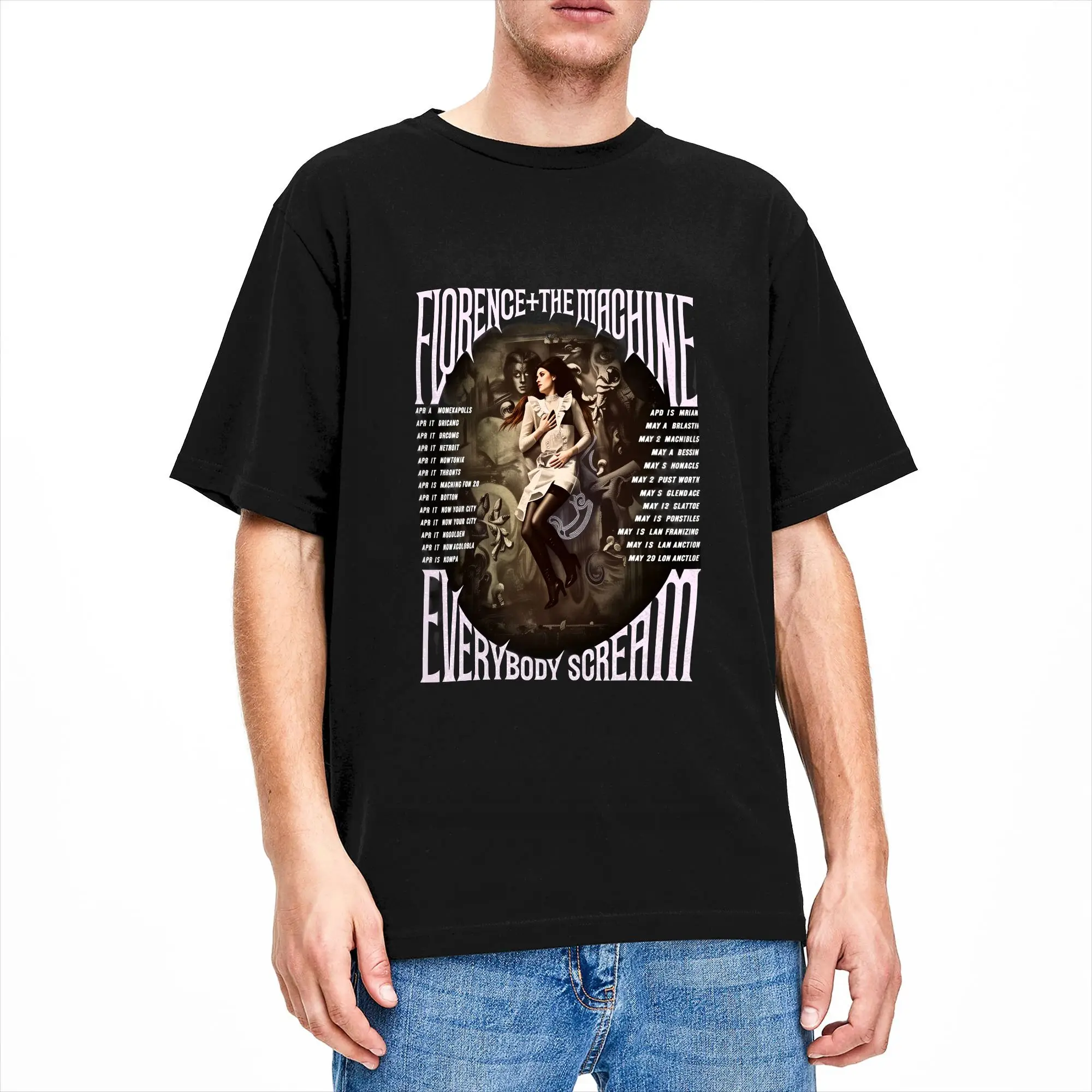 Florence + The Machine Everybody Scream Tour Men's T Shirt Funny Tee Shirt Short Sleeve Round Neck T-Shirt Pure Cotton Clothing