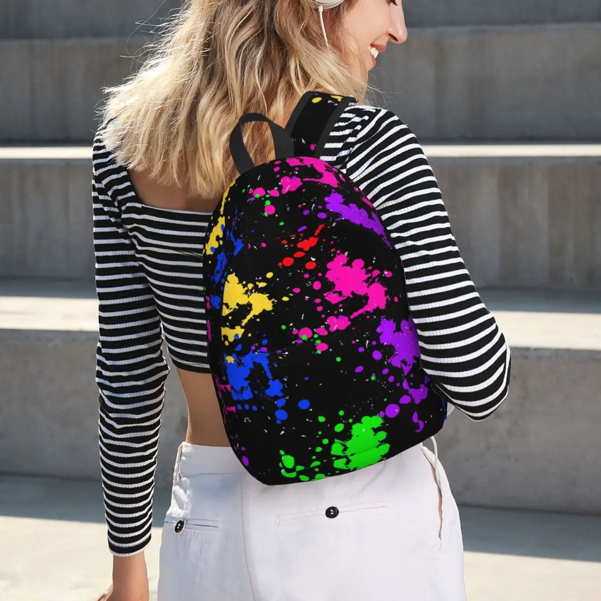 Colorful Graffiti Splatter Print Backpack Hot Sale Daypack Large Capacity BookBag School Bag Shoulder Bags for Men Women