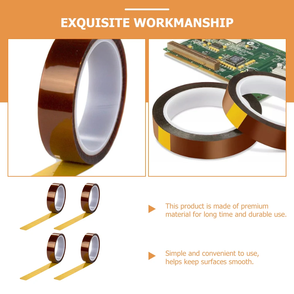 

4 Rolls Double Sided Heat Resistant Tape Polyimide Adhesive Thermal Transfer for Cellphone Screen LCD Display Tablet PC Modules