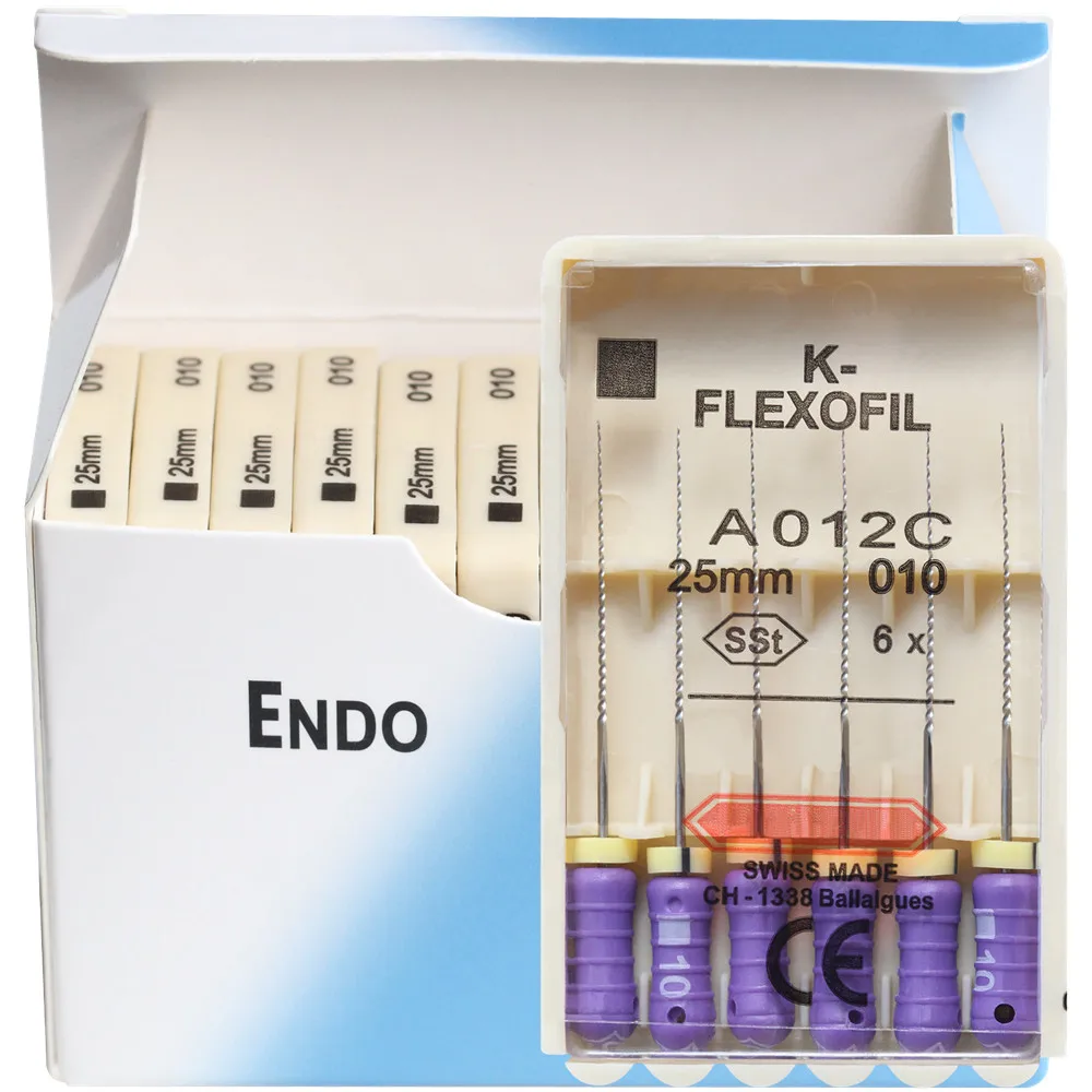 10 Packs Dental K-FLEXOFILE File (21/25/31mm) Flexibility SSt Endo Root Canal K Files Hand Use Endodontic Dentistry Lab Products