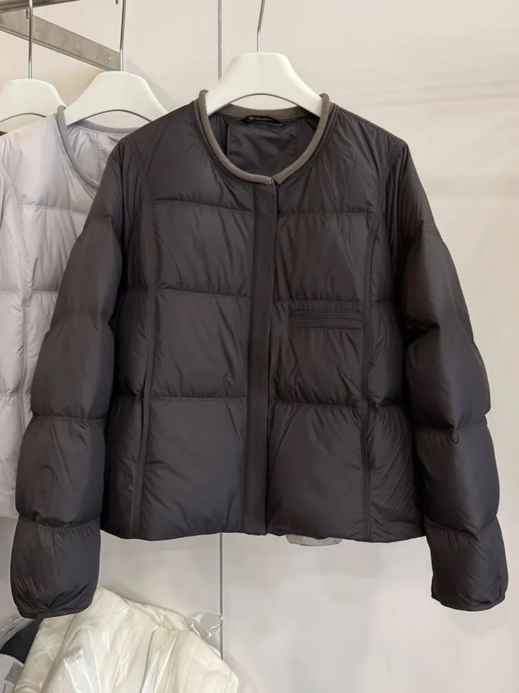 

Korean Sle Light Thiened Winter Cotton Jaet Women's round Ne Bread Sle Coat Warmth Roll down Cotton Outerwear