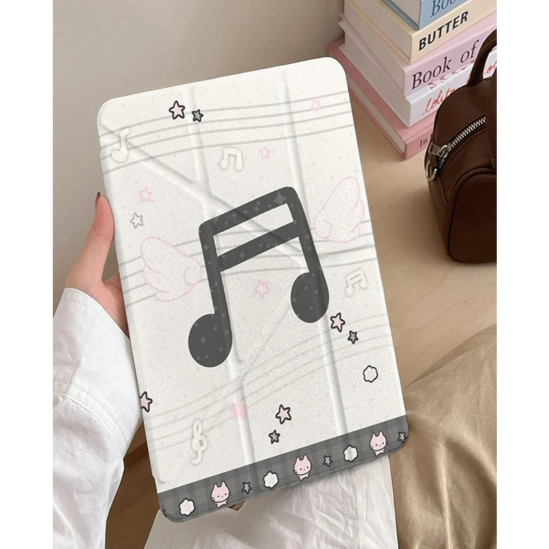 Music Note Y Fold Case for IPad 11th A16 Pro Air 13 11 M5 M3 M2 M4 2025 12.9 9 8 7 6 5 4 10Th Mini 7 6 Funda Shockproof Cover