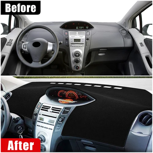 Imagen 2 del producto Para Toyota Yaris Vitz 2006 2007 2008 2009 2010 2011 cubierta del salpicadero del coche evitar la luz parasol Pad alfombras Anti-UV alfombrillas antideslizantes