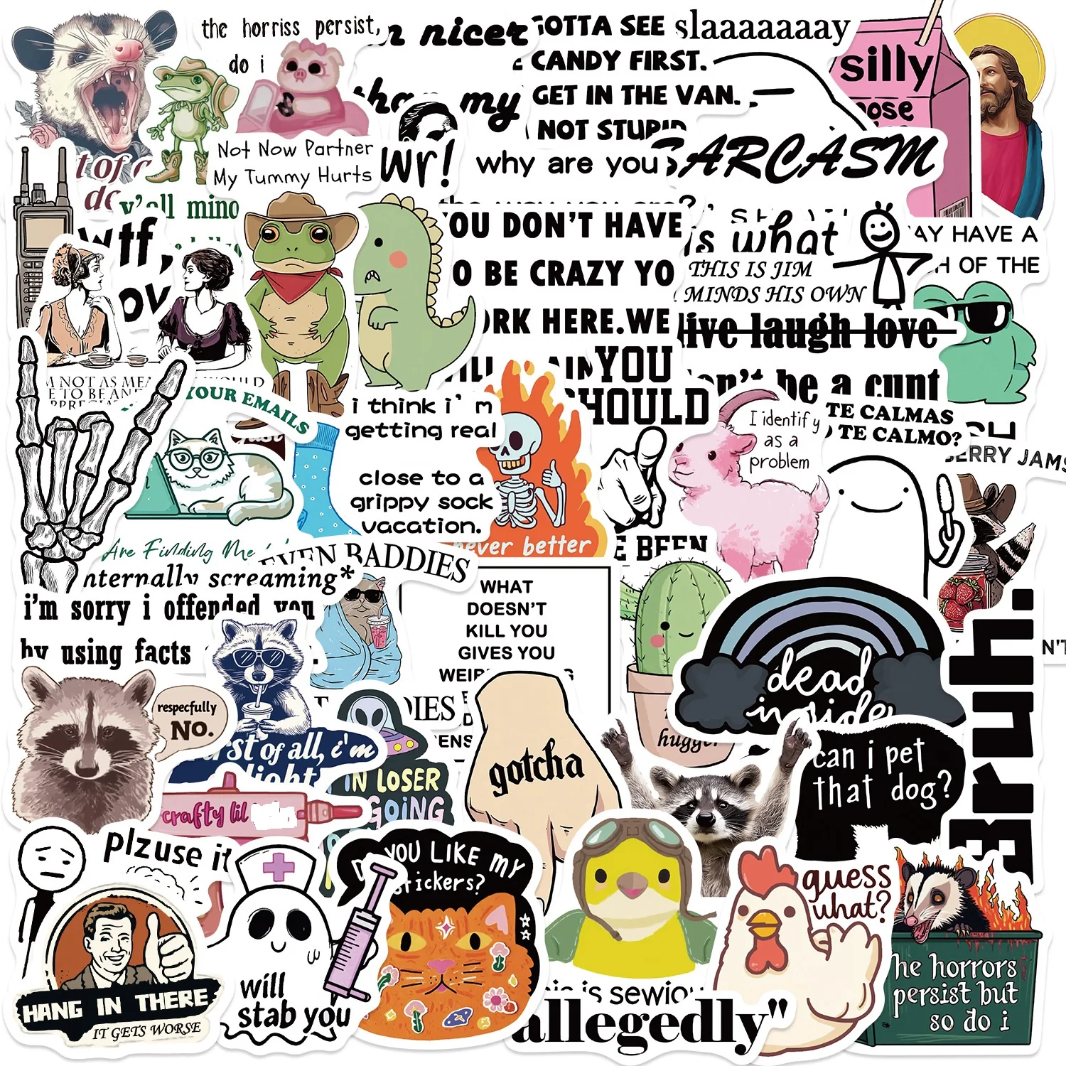 50PCS Sarkasmus MEME Lustige Cartoon Graffiti Aufkleber DIY Telefon Gitarre Laptop Notebook Koffer Tasse Wasserdicht Aufkleber Aufkleber