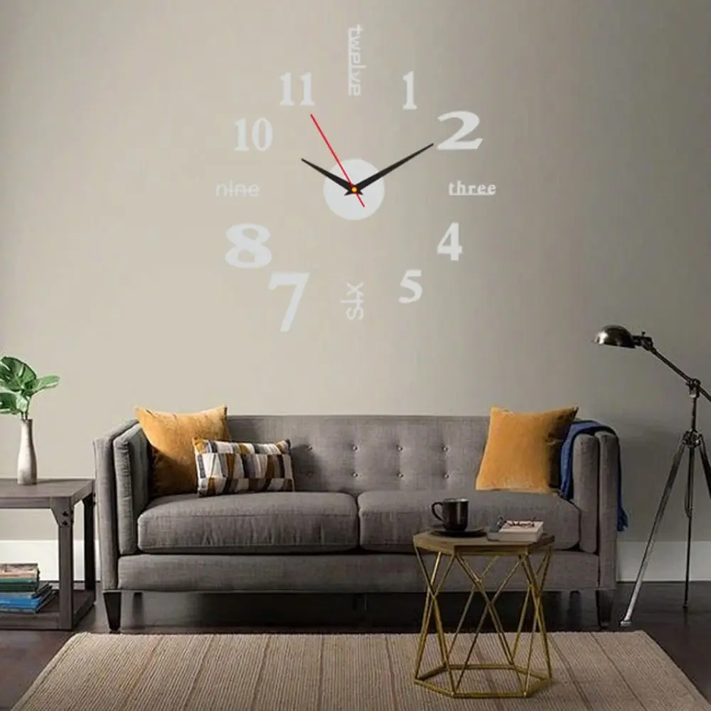 Creative Frameless Wall Clock DIY Wall Mechanism Night light Arrows Decal Wall Decoration Digital Wall Clock Living Room Office