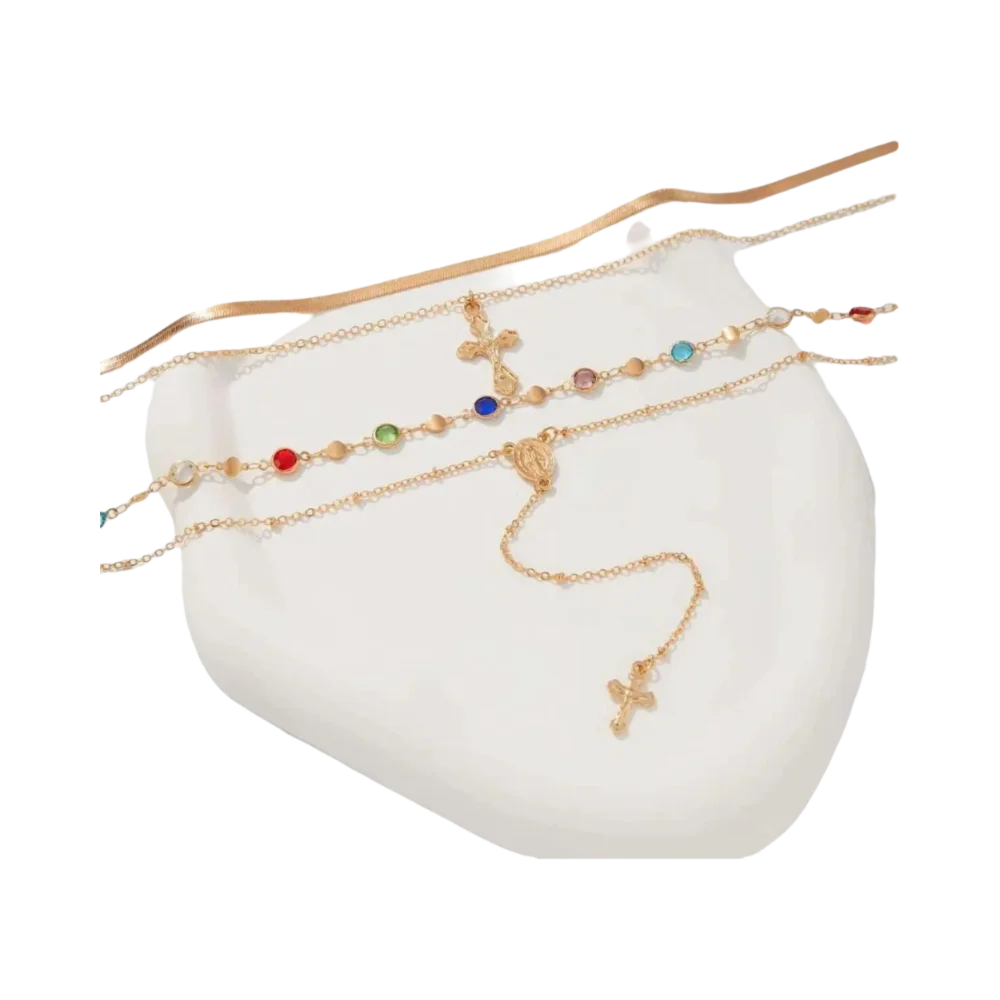 Ingemark بسيط الصليب قلادة قلادة الهيب هوب الملونة كريستال المختنق قلادة طويلة شرابة الترقوة قلادة المرأة