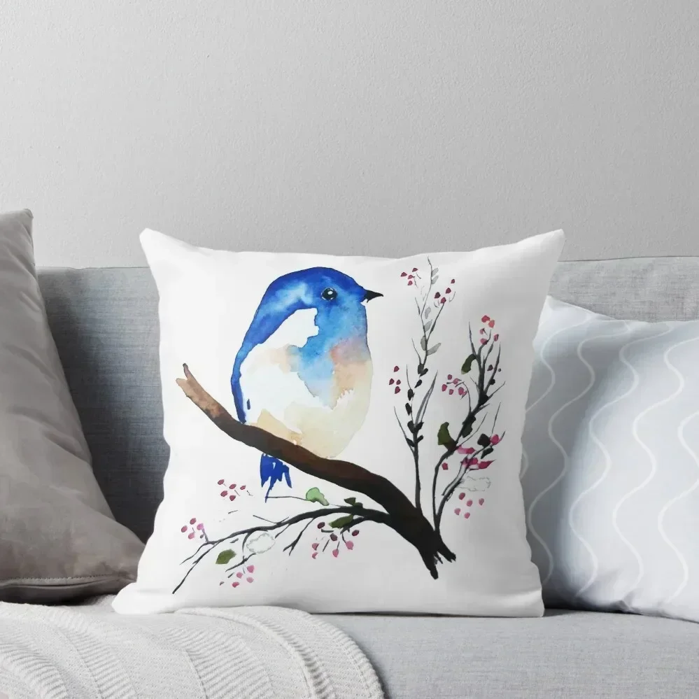 

Watercolour Blue Wren Throw Pillow Elastic Cover For Sofa autumn decoration Cushions For Sofa pillow