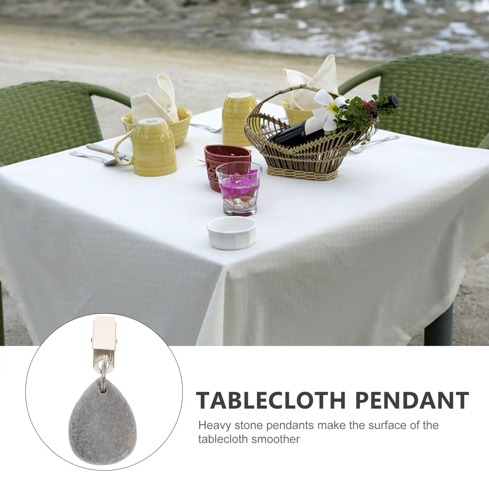 4pcs Tablecloth Weights Stone Pendant Teardrop Table Cover Holders Windproof Metal Clips For Picnic Table Skirt Holders Home