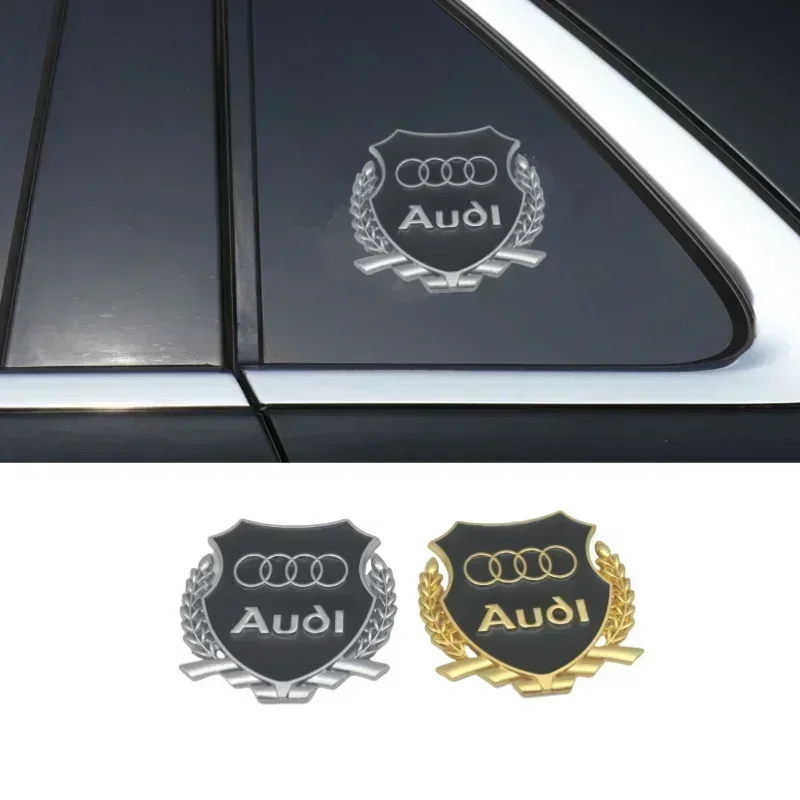 

2pcs 3D Metal for Audi Car Body Window Fender side Emblem Badge Decal rear tail bumper trunk Sticker styling Accessories
