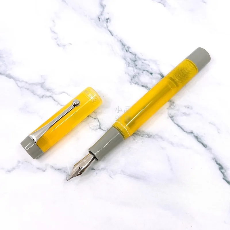 

OPUS 88 Fountain Pens Yellow Resin KOLORO DEMO Drop in Ink Absorbing Transparent JOWO German Pen Tip EF F M Calligraphy Pen Gift