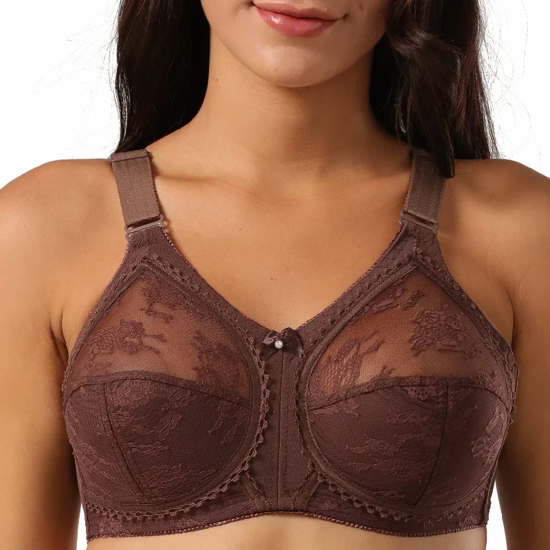 Reggiseni floreali di bellezza da donna Reggiseno seno grande Taglie forti Reggiseno di pizzo taglie forti Reggiseni trasparenti sexy senza spugna