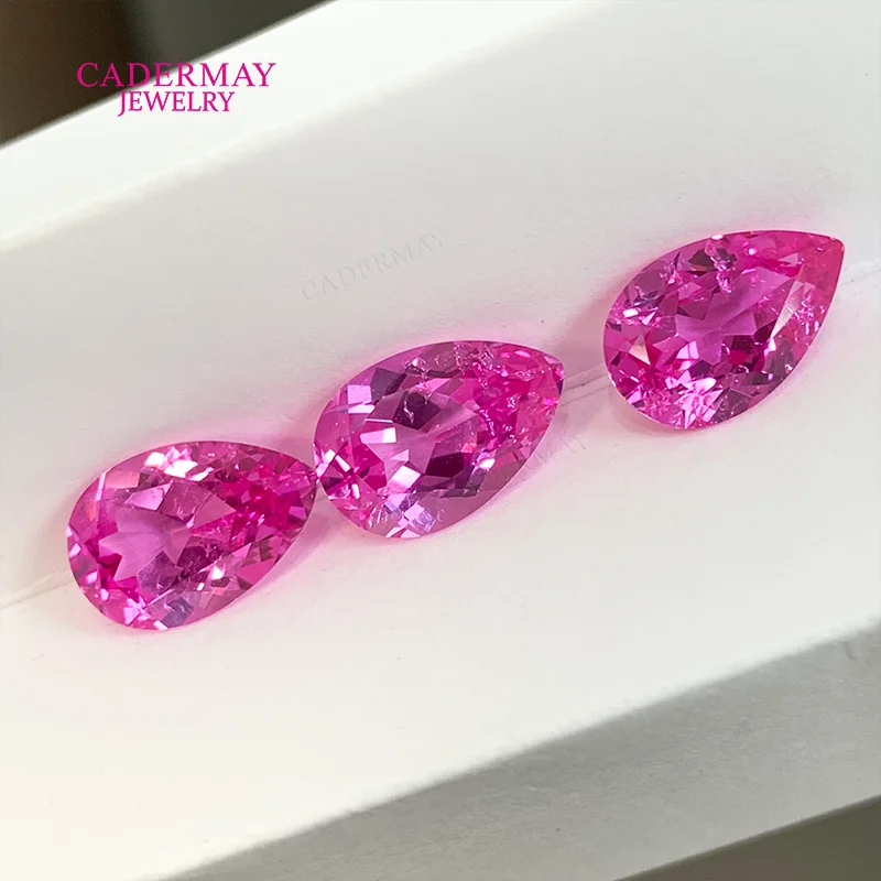 

#2 Pink Lab Grown Sapphire With Inclusions 3x4mm-15x20mm Pear Shape Synthetic Sapphire Gemstone Loose for Jewelry Making