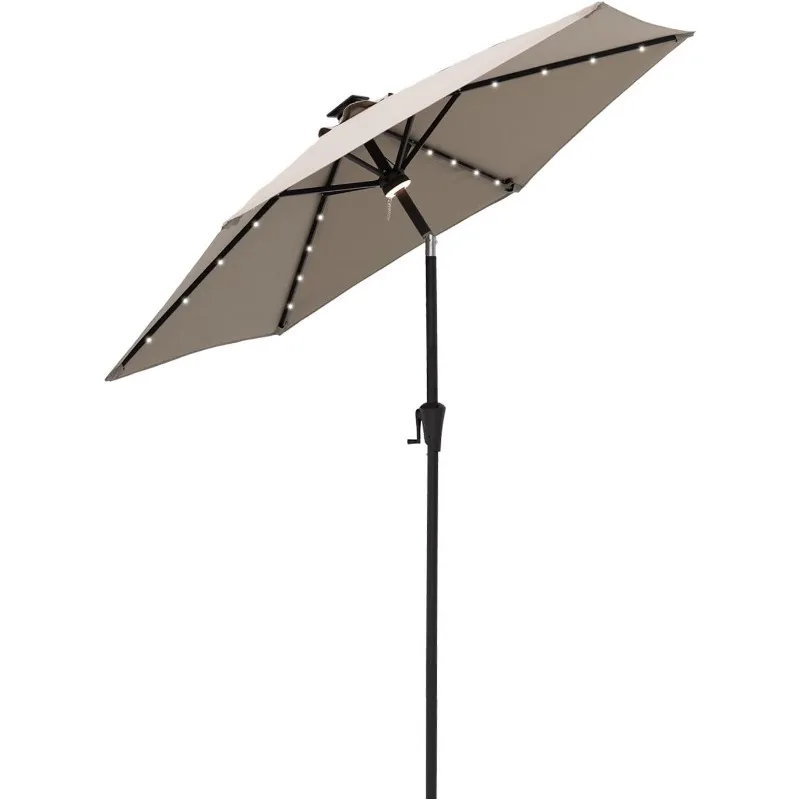 7.5 ft Solar Powered Outdoor Market Patio Table Umbrella with LED Lights and Tilt