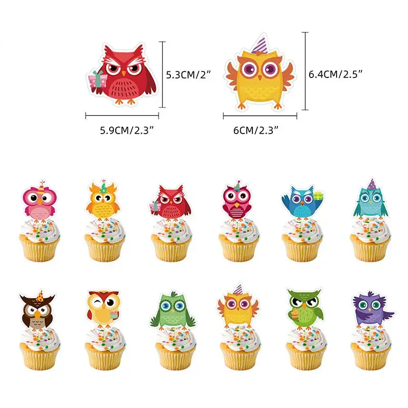 Owl Happy Birthday Party Decoration Cake Topper Animal Latex Balloon Banner Baby Shower Decor Kid Photographic Props Supplies