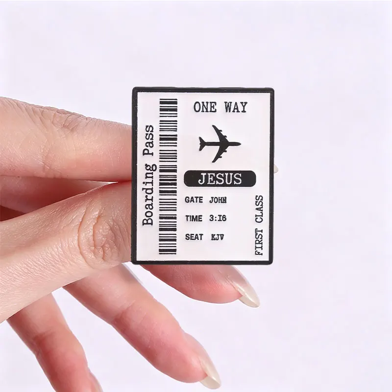 Creative Christian Gospel Enamel Badges Jesus Boarding Pass Sword Pin Alloy Brooches Lapel Backpack Gifts For Believer Accessory
