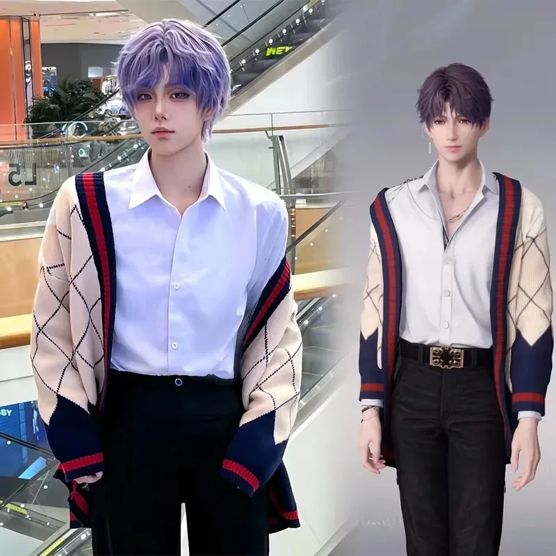 

Game Love And Deepspace Rafayel Cosplay Costume Adult Unisex Qiyu Sweater Asymmetric Cardigan Coat Clothes