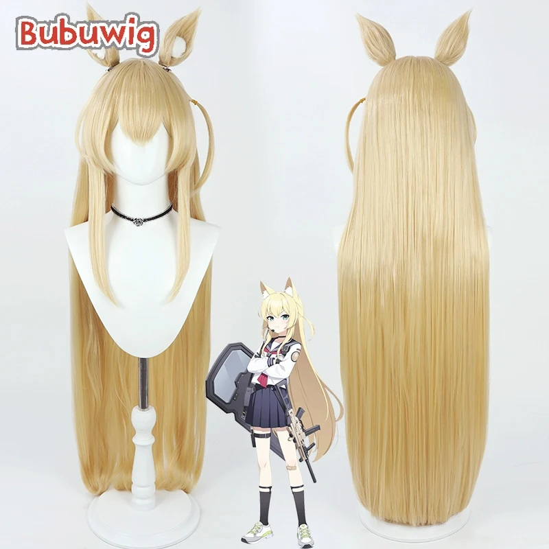 Bubuultraviolet Cosplay Perruques, Cheveux Synthétiques, Blue Archive FOX Platoon Kurumi, 100cm Long Straight Blonde Cos Perruques, Degré de Chaleur