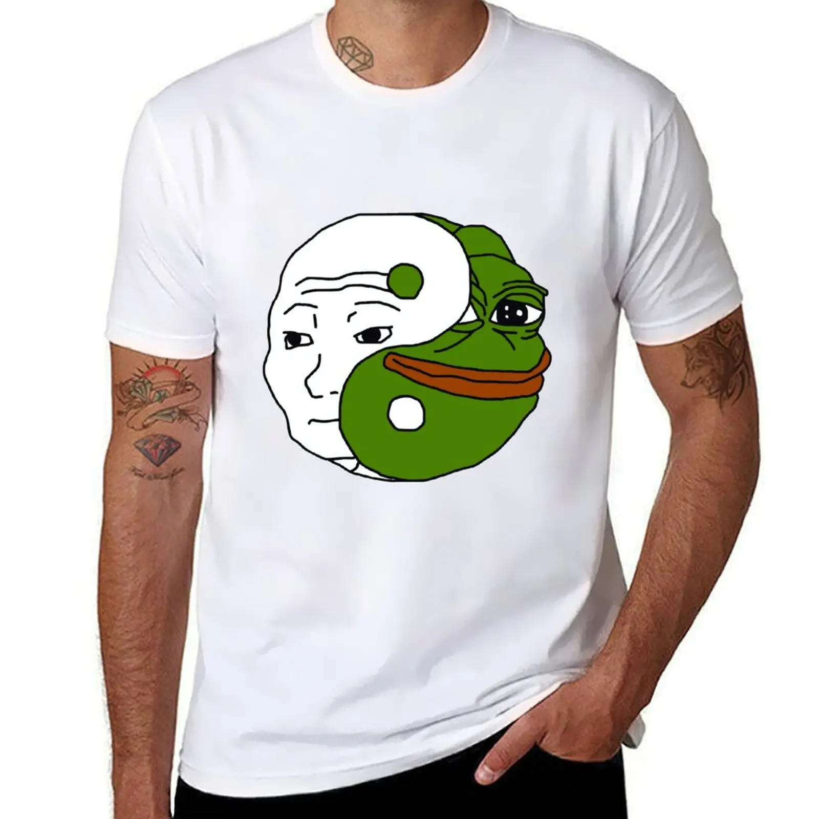 

Yin Yang - Pepe Meme T-Shirt man t shirt designer man t shirt luxury man t shirt cotton high quality T-Shirt