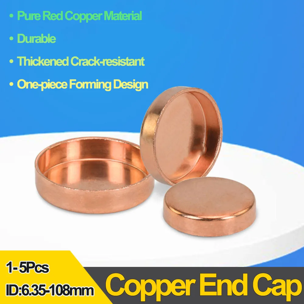 Pure Red Copper End Cap Blind Cap Solder Plug Inner Diameter 6.35-108mm Air Conditioning Copper Tube Fitting Stopper